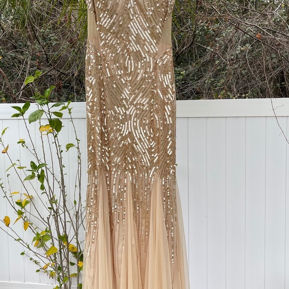 Gold Sequence Chiffons long dress - Picture 5 of 5
